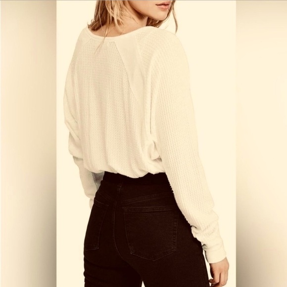 NEW Free People Santa Clara waffle weave dolman sleeve oversized v-neck shirt. - Picture 4 of 5
